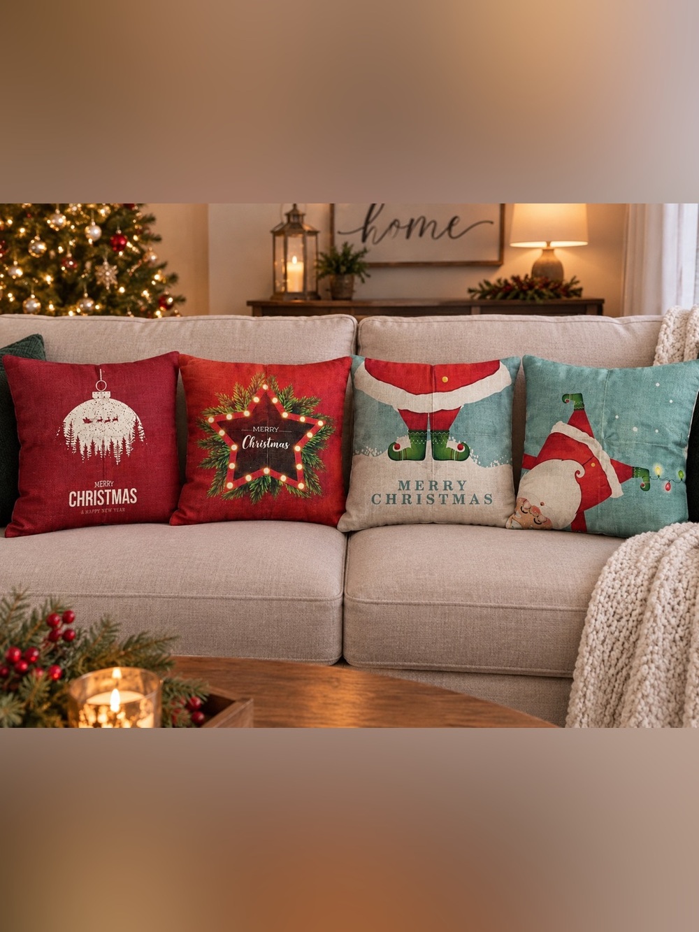 Holiday Christmas Decorative Throw Pillow Covers